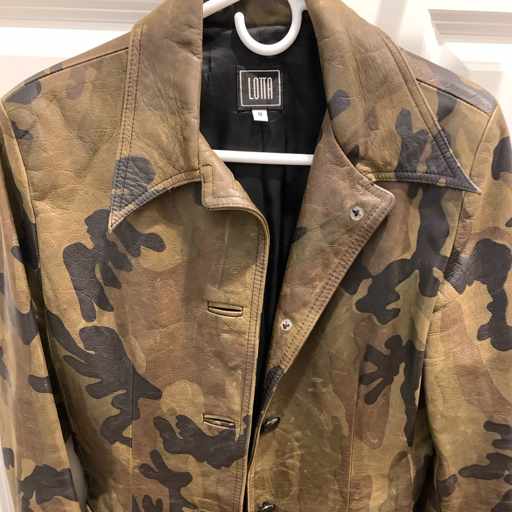 Camouflage leather jacket